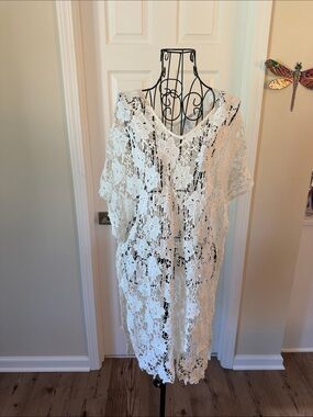 Eberjey White Crochet Lace Swim Coverup